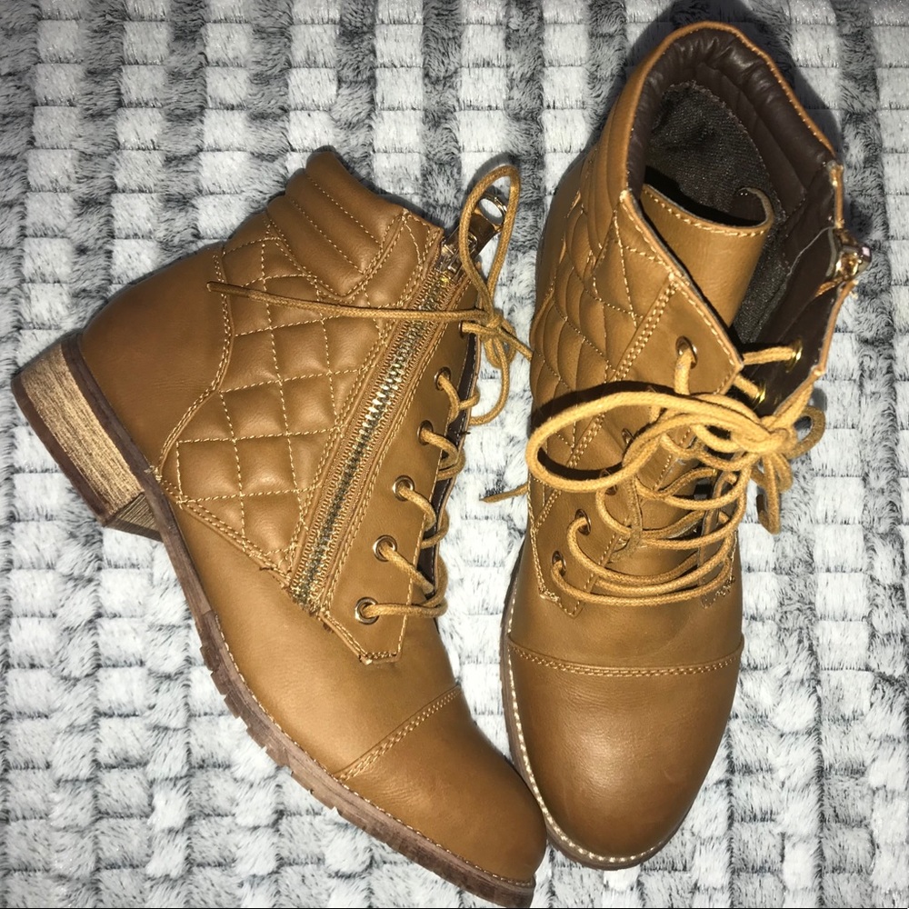Tan booties.